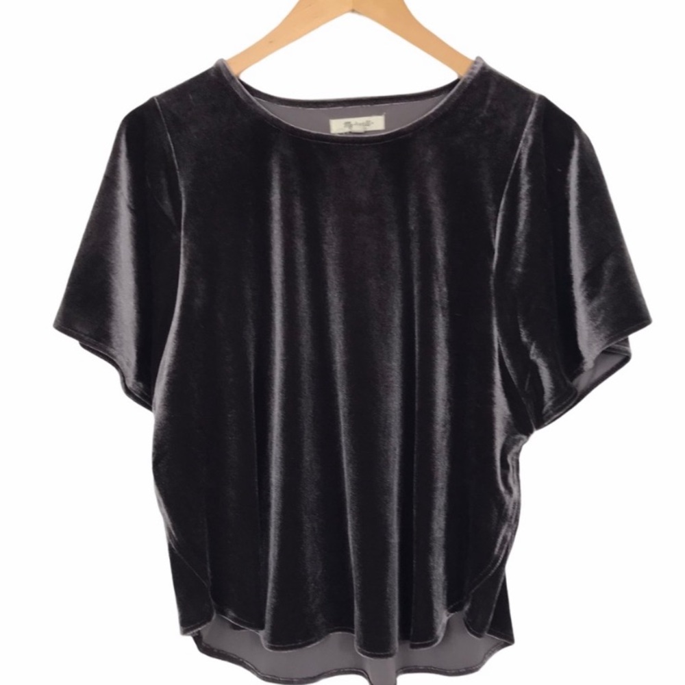 Madewell Velvet Butterfly Top Sz S Grey
